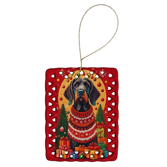 Carolines Treasures DAC3093CO2 3.4 x 2.6 in. German Wirehaired Pointer Holiday Christmas Porcelain Ornament