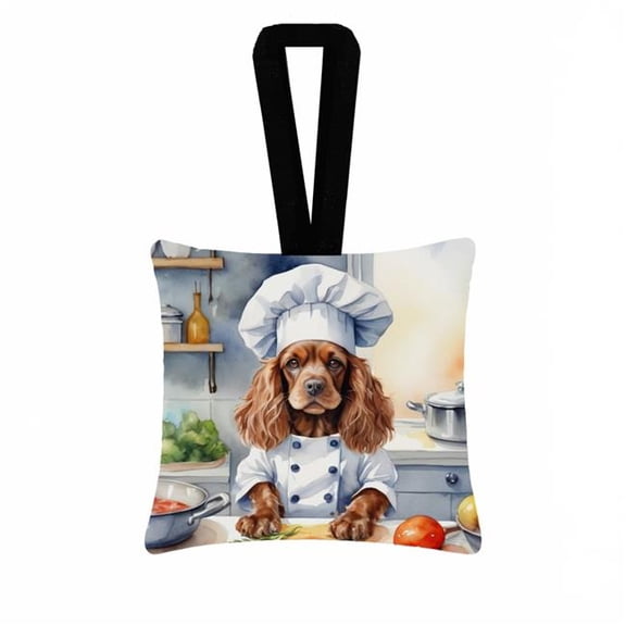 Carolines Treasures DAC6234PO3 3.5 x 3.5 in. Cocker Spaniel The Chef Hanging Square Fabric Ornament