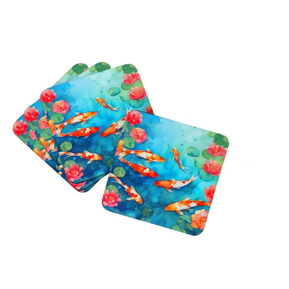 Carolines Treasures DAC2795FC 3.5 x 3.5 in. Koi Fish Foam Coasters