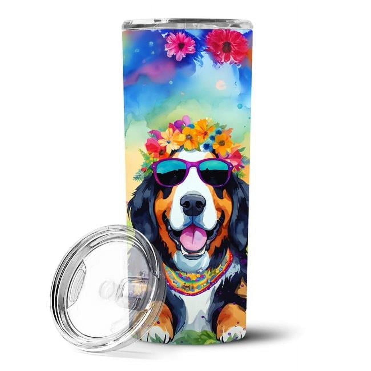 Carolines Treasures DAC2458TBL20 3 x 8.25 x 3 in. & 20 oz Bernese Mountain Dog Hippie Dawg Stainless Steel Skinny Tumbler