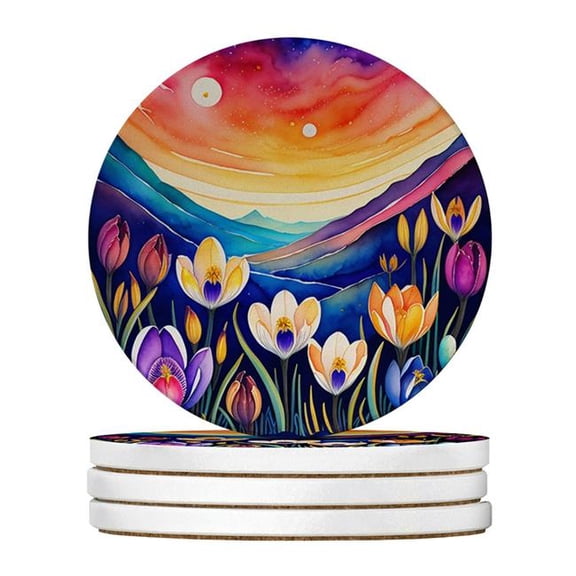 Carolines Treasures DAC1945RCS4 4 x 4 in. Colorful Crocus Sandstone Coasters - Large - Pack of 4