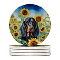 thumbnail image 1 of Carolines Treasures DAC6090RCS4 4 x 4 in. Gordon Setter in Sunflowers Sandstone Coasters - Large - Pack of 4, 1 of 4