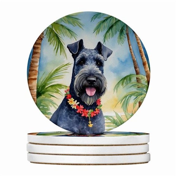 Carolines Treasures DAC6459RCS4 4 x 4 in. Kerry Blue Terrier Luau Sandstone Coasters - Large - Pack of 4
