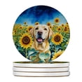 thumbnail image 1 of Carolines Treasures DAC6111RCS4 4 x 4 in. Labrador Retriever in Sunflowers Sandstone Coasters - Large - Pack of 4, 1 of 1