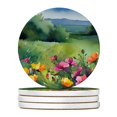 thumbnail image 1 of Carolines Treasures DAC1696RCS4 4 x 4 in. North Dakota Wild Prairie Roses in Watercolor Sandstone Coasters - Large - Pack of 4, 1 of 1