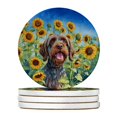 thumbnail image 1 of Carolines Treasures DAC6177RCS4 4 x 4 in. Wirehaired Pointing Griffon in Sunflowers Sandstone Coasters - Large - Pack of 4, 1 of 1