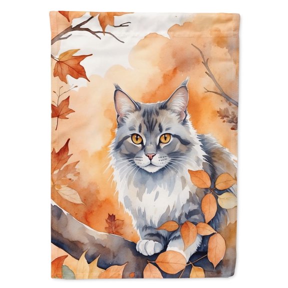 Australian Mist Cat in Fall Leaves House Flag