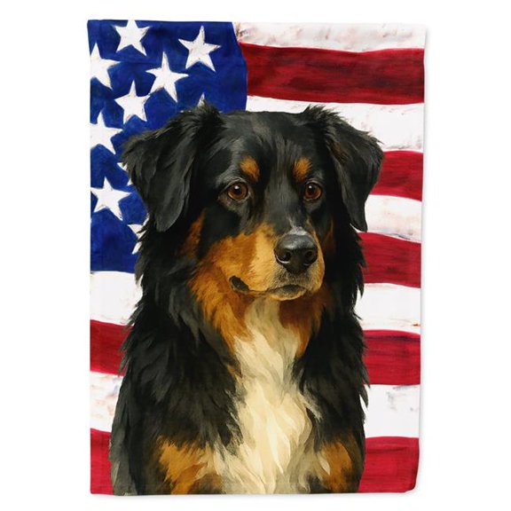 Carolines Treasures WDK6036CHF 40 x 28 in. Black Australian Shepherd American Flag House Flag