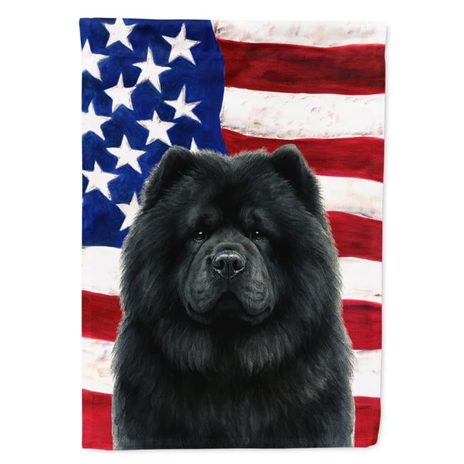 Carolines Treasures WDK6347CHF 40 x 28 in. Black Chow-Chow American Flag House Flag