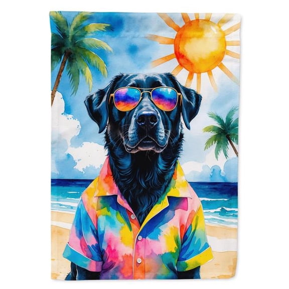 Carolines Treasures DAC8281CHF 40 x 28 in. Black Labrador Retriever Summer Beach Time House Flag