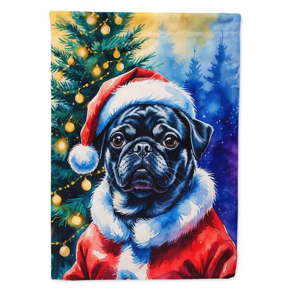 Carolines Treasures DAC8506CHF 40 x 28 in. Black Pug Christmas House Flag