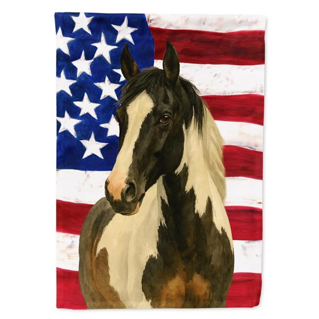 Carolines Treasures WDK6512CHF 40 x 28 in. Black Tobiano Paint Horse American House Flag
