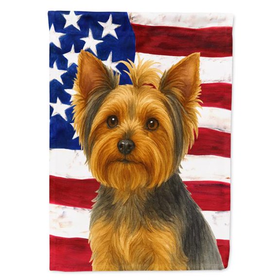 Carolines Treasures WDK6137CHF 40 x 28 in. Blue & Tan Yorkshire Terrier American Flag House Flag