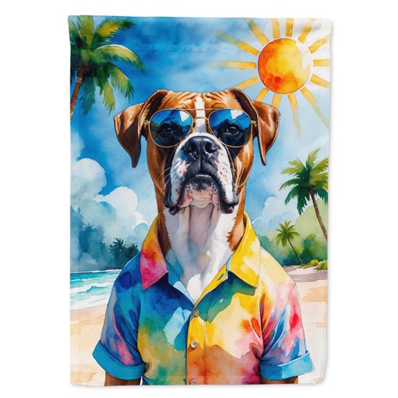 Carolines Treasures DAC8263CHF 40 x 28 in. Boxer Summer Beach Time House Flag