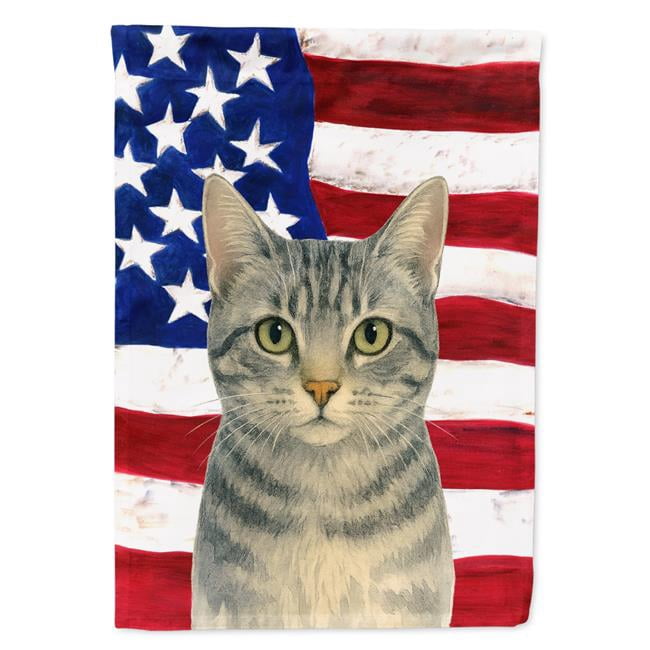 Carolines Treasures WDK6458CHF 40 x 28 in. Gray Mackerel Cat American House Flag