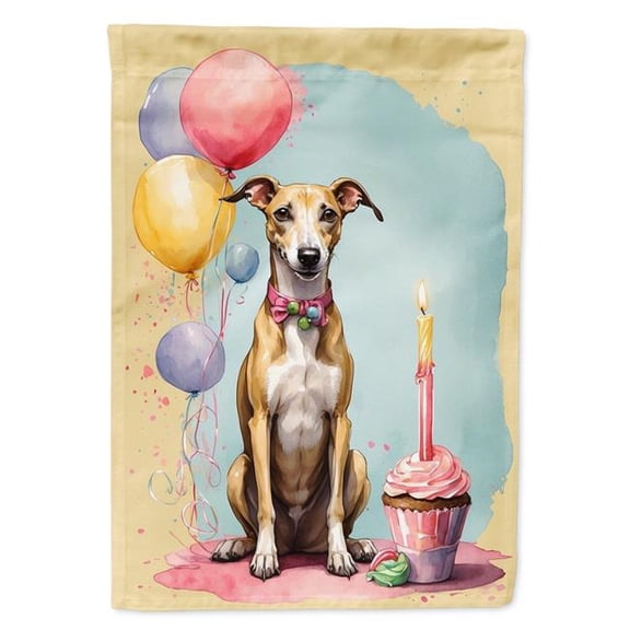 Carolines Treasures DAC8062CHF 40 x 28 in. Whippet Happy Birthday House Flag