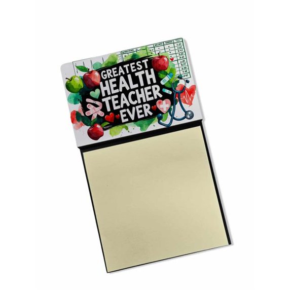 Carolines Treasures DAC8823TSN 5.25 x 3.25 in. Greatest Health Teacher Ever Funny Sticky Note Holder for Teachers Gift