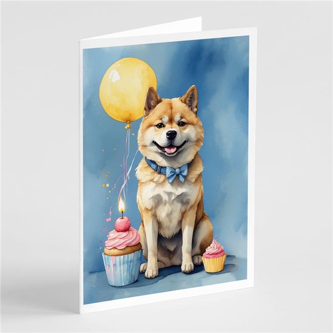 Carolines Treasures DAC7941GCA7P 5 x 7 in. Akita Happy Birthday Greeting Cards - Pack of 8