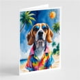 thumbnail image 1 of Carolines Treasures DAC8257GCA7P 5 x 7 in. Beagle Summer Beach Time Greeting Cards - Pack of 8, 1 of 1