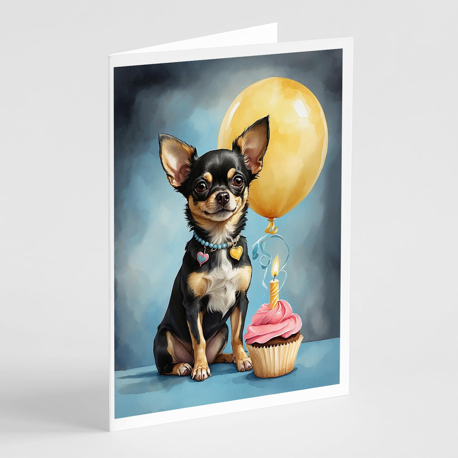 Carolines Treasures DAC8021GCA7P 5 x 7 in. Black & Tan Chihuahua Happy Birthday Greeting Cards - Pack of 8