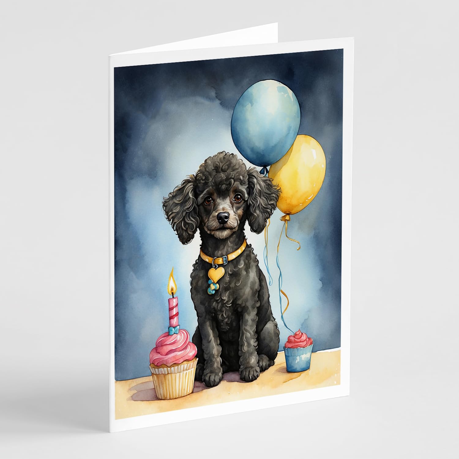 Carolines Treasures DAC7987GCA7P 5 x 7 in. Black Toy Poodle Happy Birthday Greeting Cards - Pack of 8