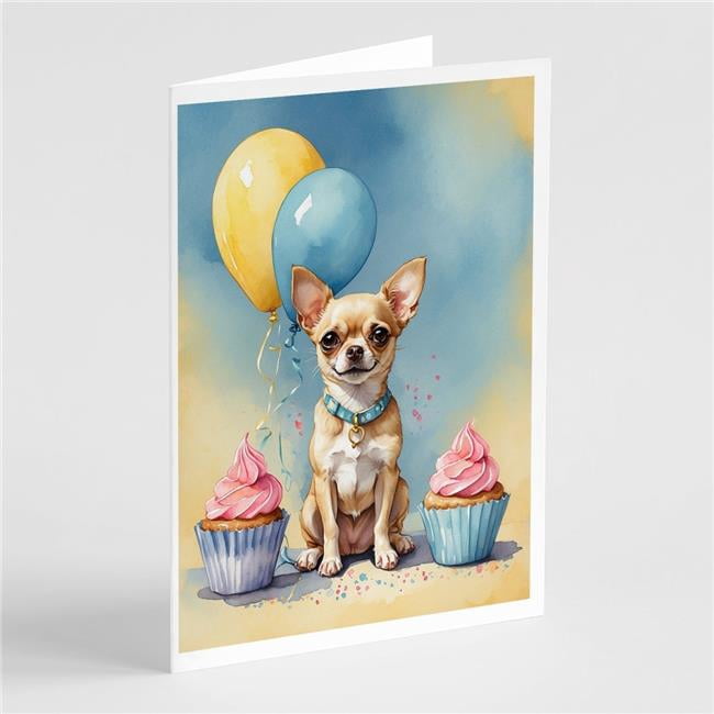 Carolines Treasures DAC8022GCA7P 5 x 7 in. Chihuahua Happy Birthday Greeting Cards - Pack of 8