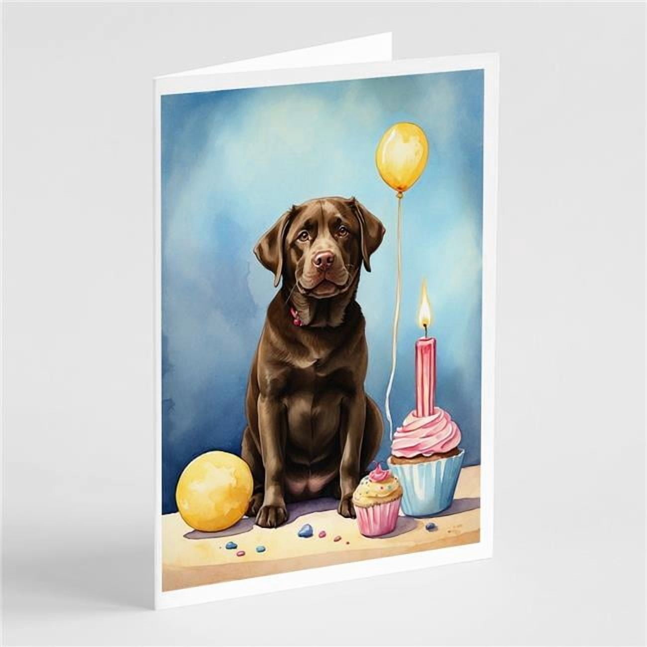 Carolines Treasures DAC7971GCA7P 5 x 7 in. Chocolate Labrador Retriever Happy Birthday Greeting Cards - Pack of 8
