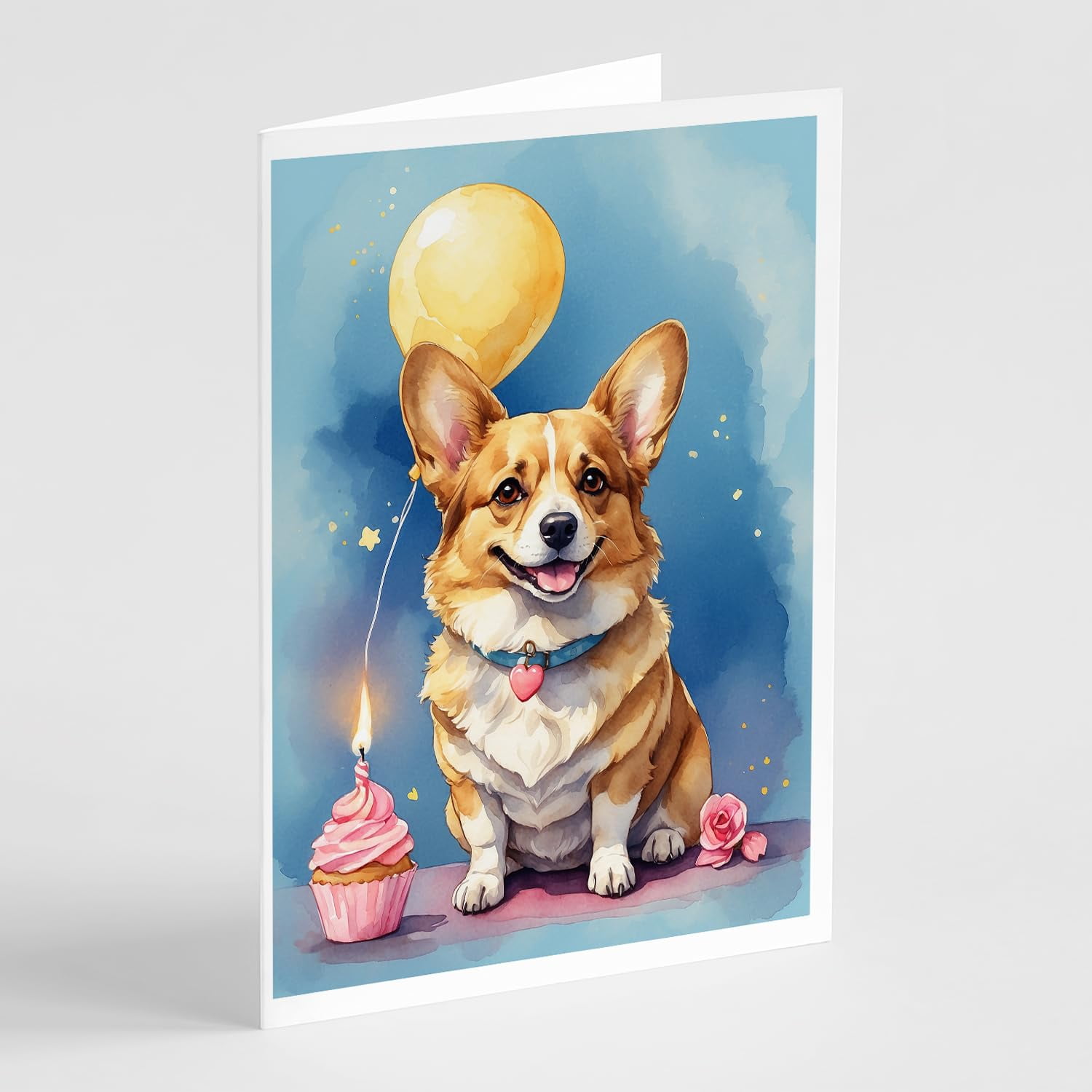 Carolines Treasures DAC8030GCA7P 5 x 7 in. Corgi Happy Birthday Greeting Cards - Pack of 8
