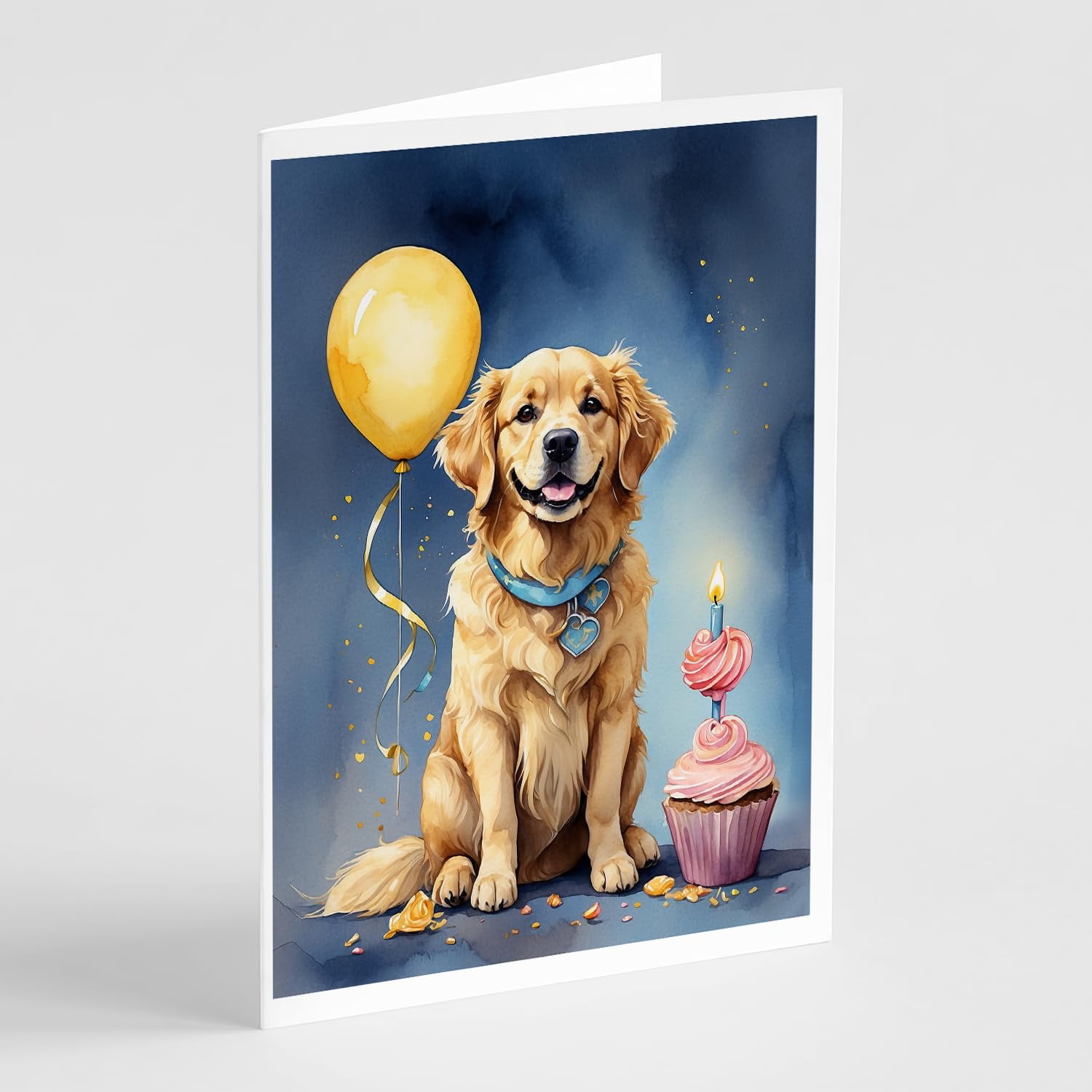 Carolines Treasures DAC7954GCA7P 5 x 7 in. Golden Retriever Happy Birthday Greeting Cards - Pack of 8