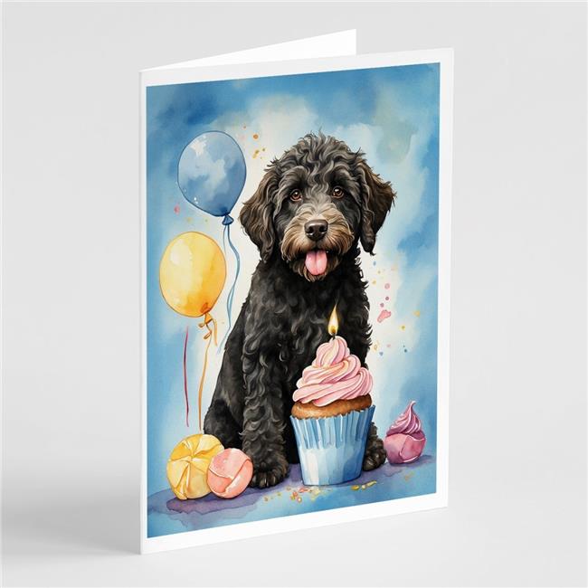 Carolines Treasures DAC7968GCA7P 5 x 7 in. Labradoodle Black Happy Birthday Greeting Cards - Pack of 8