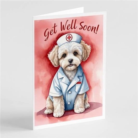 Carolines Treasures DAC8166GCA7P 5 x 7 in. Maltipoo Get Well Soon Greeting Cards - Pack of 8