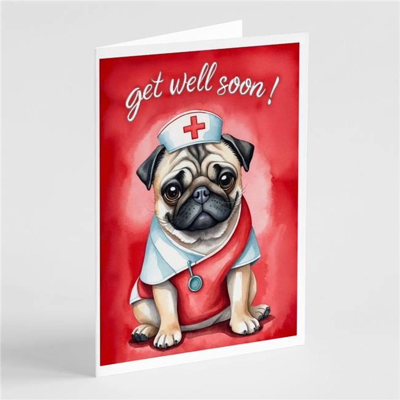 Carolines Treasures DAC8194GCA7P 5 x 7 in. Pug Get Well Soon Greeting Cards - Pack of 8