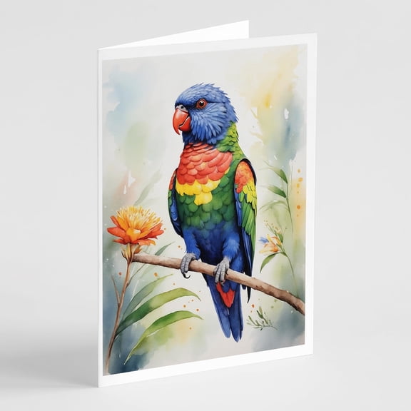 Carolines Treasures DAC7478GCA7P 5 x 7 in. Rainbow Lorikeet Greeting Cards - Pack of 8