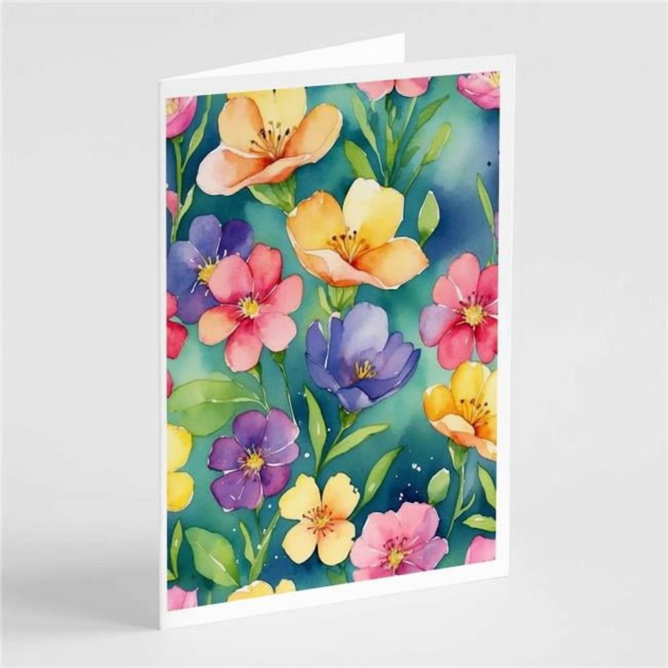Carolines Treasures DAC8618GCA7P 5 x 7 in. Stock, or Gillyflower Flowers Greeting Cards - Pack of 8