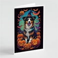 thumbnail image 1 of Carolines Treasures DAC1471GCA7P 5 x 7 in. Australian Shepherd Witchy Halloween Greeting Cards & Envelopes - Pack of 8, 1 of 3