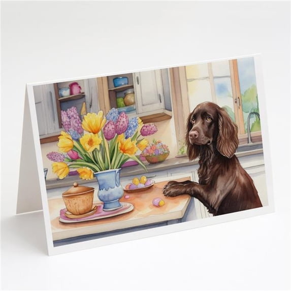 Carolines Treasures DAC6775GCA7P 5 x 7 in. Decorating Easter Boykin Spaniel Greeting Cards - Pack of 8