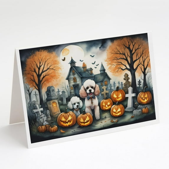 Carolines Treasures DAC2067GCA7P 5 x 7 in. Poodle Spooky Halloween Greeting Cards & Envelopes - Pack of 8