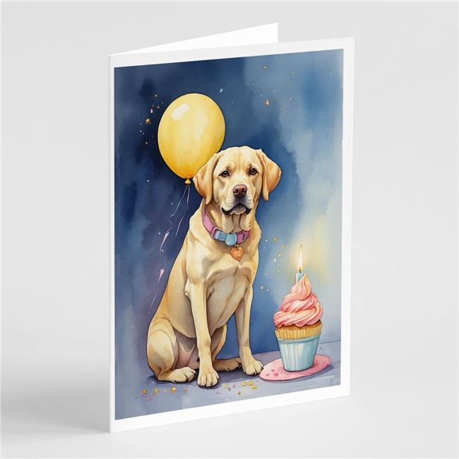 Carolines Treasures DAC7972GCA7P 5 x 7 in. Yellow Labrador Retriever Happy Birthday Greeting Cards - Pack of 8