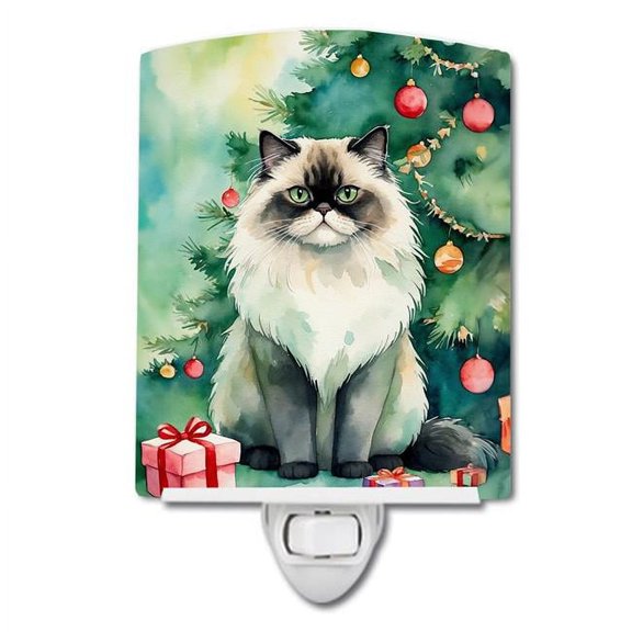 Carolines Treasures DAC7221CNL 6 x 4 in. Himalayan Cat by the Christmas Tree Ceramic Night Light