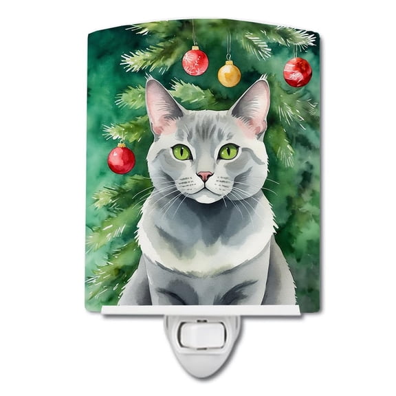 Carolines Treasures DAC7224CNL 6 x 4 in. Korat Cat by the Christmas Tree Ceramic Night Light