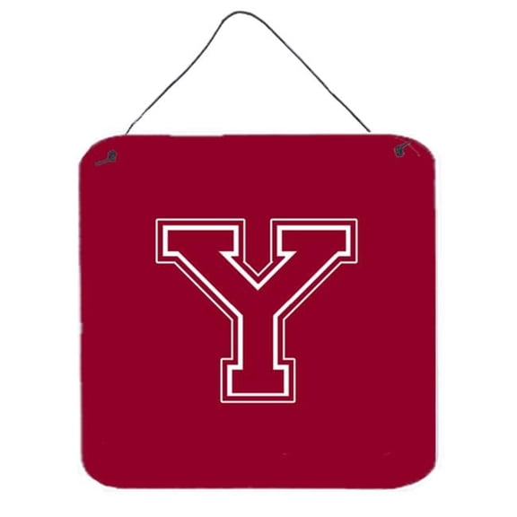 Carolines Treasures 6 x 6 in. Letter Y Initial Monogram - Maroon and White Aluminium Metal Wall or Door Hanging Prints