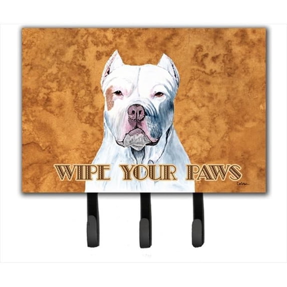 Carolines Treasures 6 x 9 In. Pit Bull Wipe your Paws Leash or Key Holder