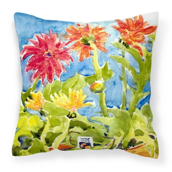 Carolines Treasures 6038PW1414 Flower - Gerber Daisies Canvas Fabric Decorative Pillow 14Hx14W multicolor