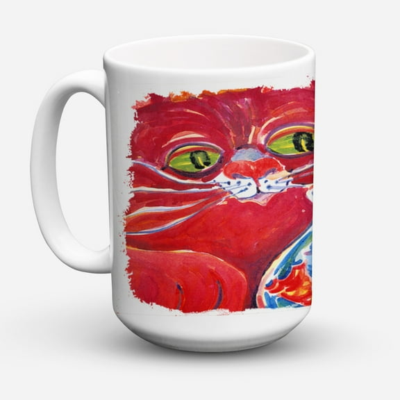 Carolines Treasures 6048CM15 Big Red Cat at the fishbowl Coffee Mug 15 oz 15 ounce multicolor