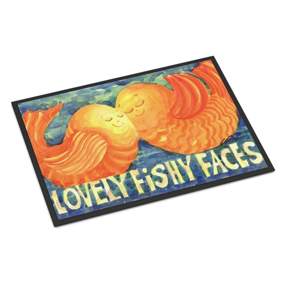 Carolines Treasures 6052MAT Fish - Kissing Fish Door Mat Indoor Rug or Outdoor Welcome Mat 18X27 Doormat 27"L x 18"W