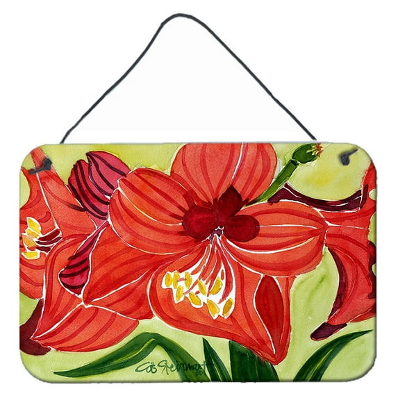 Carolines Treasures 6055DS812 Flower - Amaryllis Indoor Aluminium Metal Wall or Door Hanging Prints 8x12 multicolor