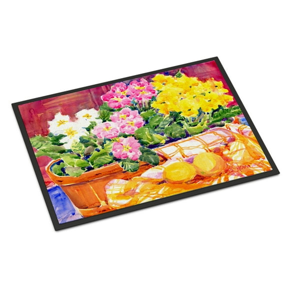 Carolines Treasures 6061JMAT Flower - Primroses Door Mat Indoor Rug or Outdoor Welcome Mat 24x36 Doormat 36"L x 24"W