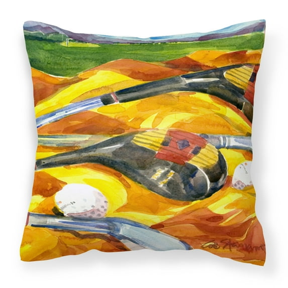 Carolines Treasures 6063PW1414 Golf Clubs Golfer Decorative Canvas Fabric Pillow 14Hx14W multicolor