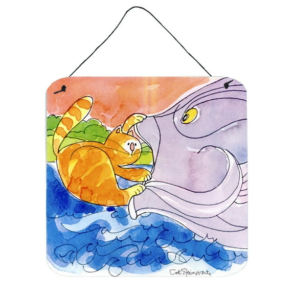 Carolines Treasures 6103DS66 Cat and the Big Fish Wall or Door Hanging Prints 6x6 multicolor