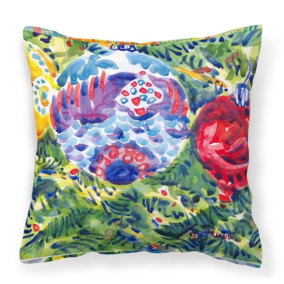 Carolines Treasures 6119PW1414 Christmas Tree Ornaments Fabric Decorative Pillow 14Hx14W multicolor